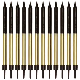 T&aring;rtljus Svart/Guld 9,5 cm 12-pack