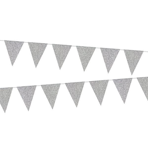 Vimpelgirlang Glitter Silver