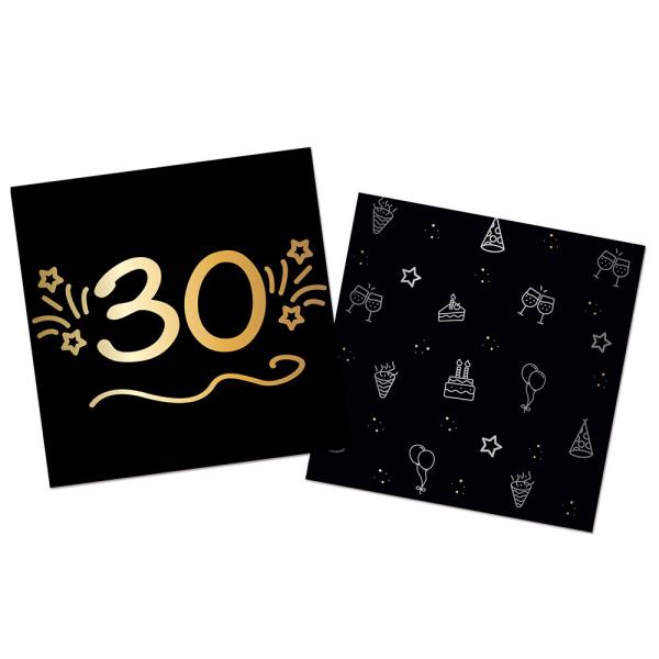 Pappersservetter Svart 30 år 16-pack
