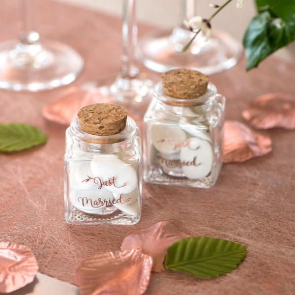 Liten Glasflaska Just Married Roseguld