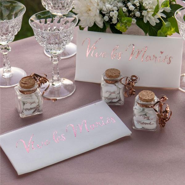 Liten Glasflaska Just Married Roseguld