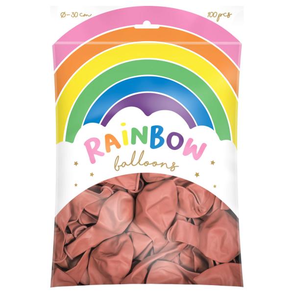 Rainbow Latexballonger Metallic Roséguld 100-pack