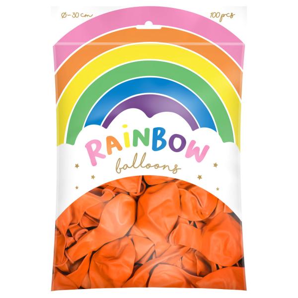 Rainbow Latexballonger Orange 100-pack