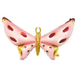 Folieballong Fjäril Rosa/Guld