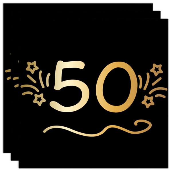 Pappersservetter Svart 50 år 16-pack