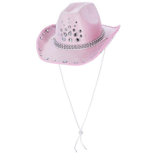 Cowboyhatt med Strass Babyrosa