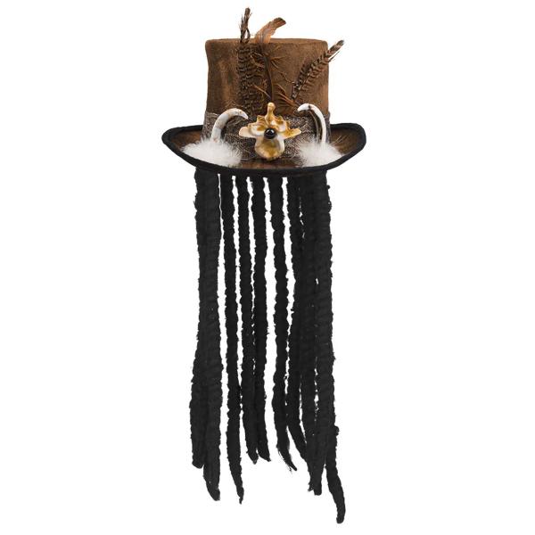 Hög Hatt Voodoo med Hår Brun