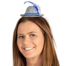 Oktoberfest Diadem med Tyrolerhatt Grå