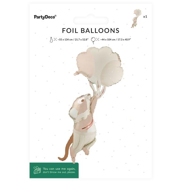Folieballong Svävande Mus 44 x 104 cm