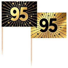 Partypicks 95 &aring;r Guld/Svart 50-pack