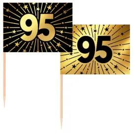 Partypicks 95 år Guld/Svart 50-pack
