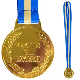 Guldmedalj med Band Grattis Till Examen 6,3 cm