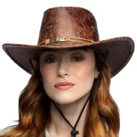 L&auml;der Cowboyhatt Brun