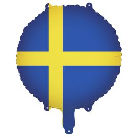 Folieballong Svenska Flaggan Rund 35 cm