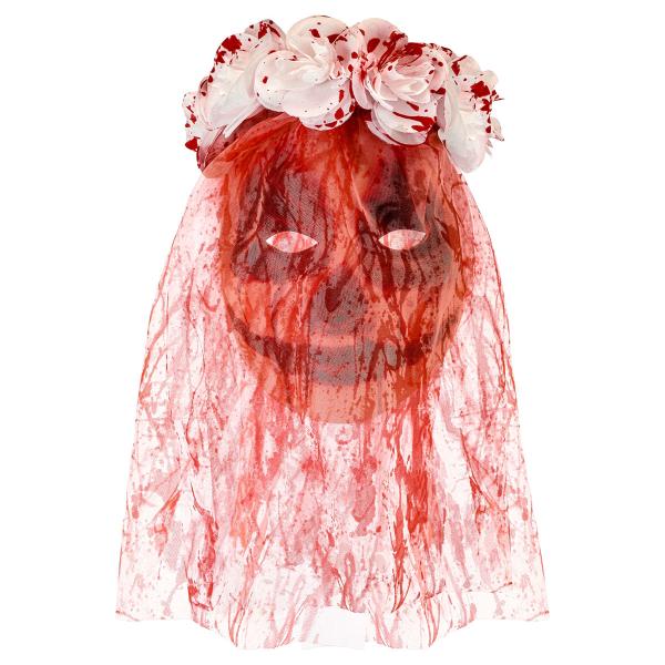 Mask Blodig Brud med Blommor & Slöja