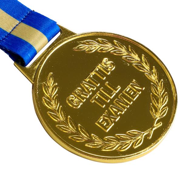 Guldmedalj med Band Grattis Till Examen 6,3 cm
