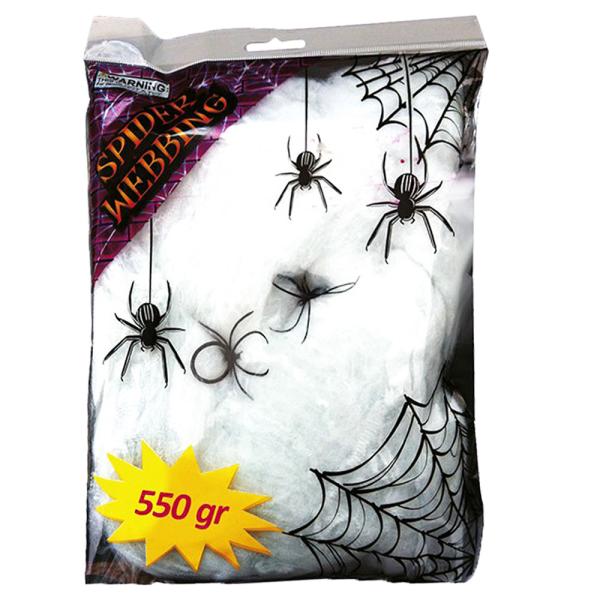 Vitt Spindelnät med Spindlar 550 g
