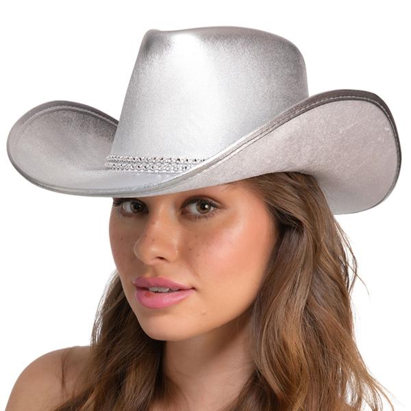 Cowboyhatt med Strass Silver