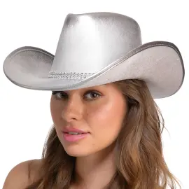 Cowboyhatt med Strass Silver