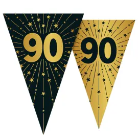 Vimpelgirlang med Stj&auml;rnor & Siffran 90