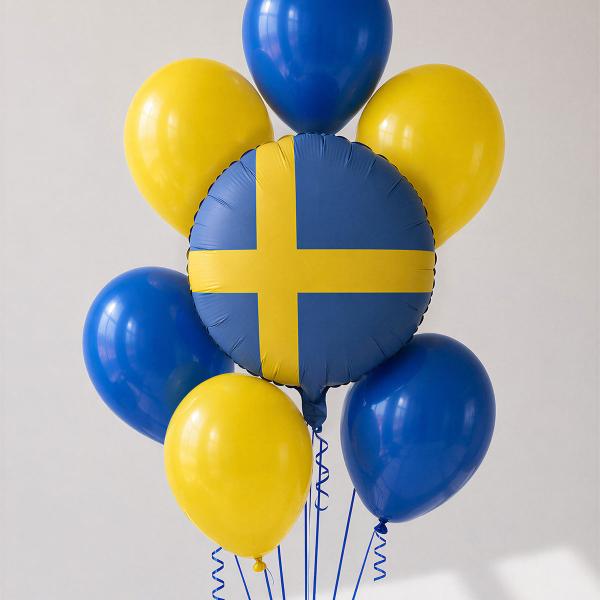 Folieballong Svenska Flaggan Rund 35 cm