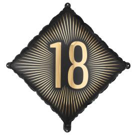 Folieballong 18 Svart/Guld 46 cm