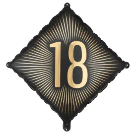 Folieballong 18 Svart/Guld 46 cm