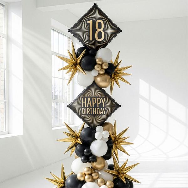 Folieballong 18 Svart/Guld 46 cm