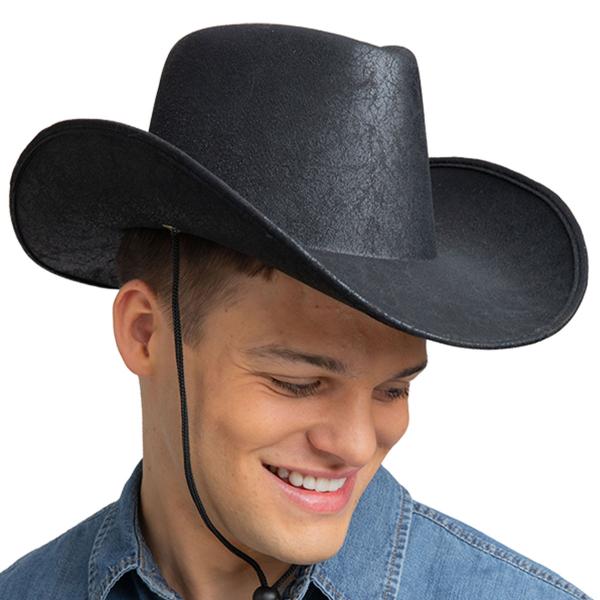 Cowboyhatt Åldrat Konstläder Svart