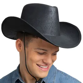 Cowboyhatt &Aring;ldrat Konstl&auml;der Svart