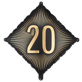 Folieballong 20 Svart/Guld 46 cm
