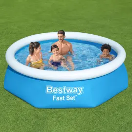 Bestway Uppblåsbar Pool med Filter Fast Set