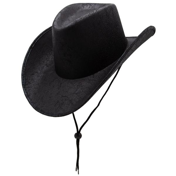 Cowboyhatt Åldrat Konstläder Svart