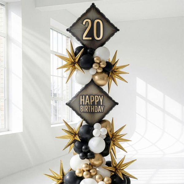 Folieballong 20 Svart/Guld 46 cm