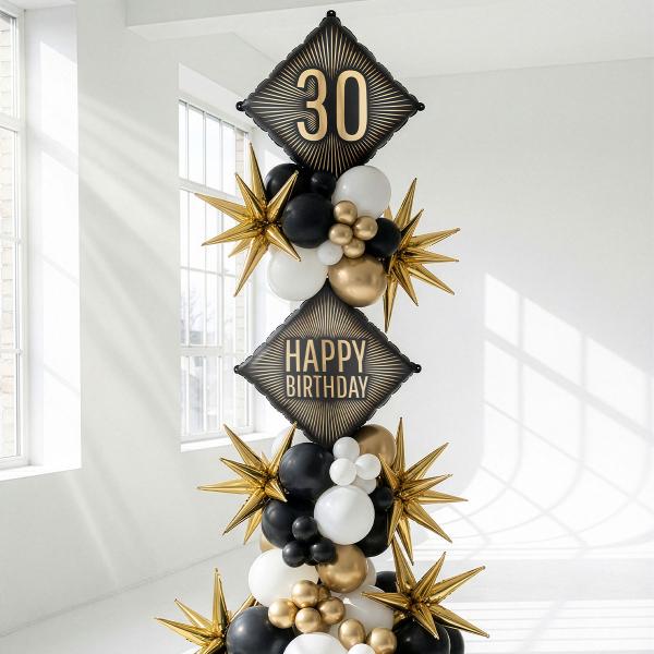 Folieballong 30 Svart/Guld 46 cm
