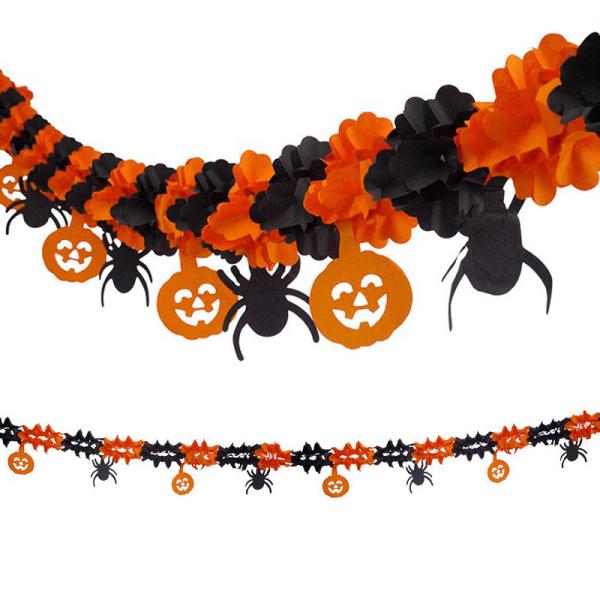 Halloween Girlang med Spindlar och Pumpor