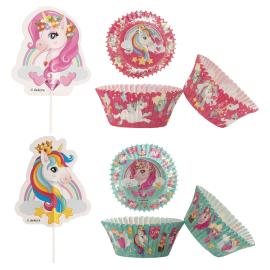 Muffinsformar med Cake Toppers Enh&ouml;rning 48-pack