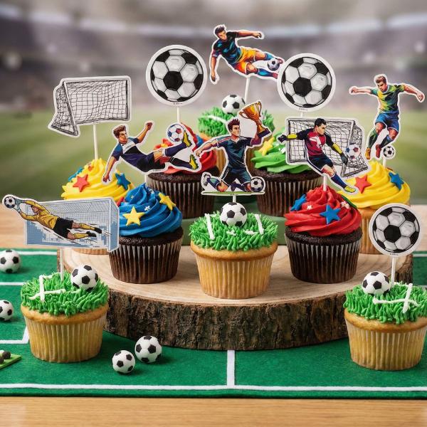 Cake Toppers Fotboll 10 cm 16-pack
