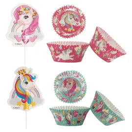 Muffinsformar med Cake Toppers Enh&ouml;rning 48-pack