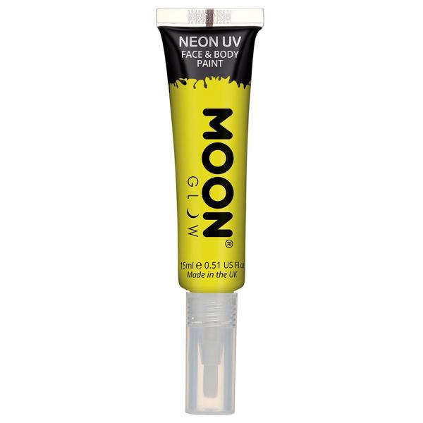 Moon Glow Neon UV Kropp- & Ansiktsfärg med Borste Intensiv Gul