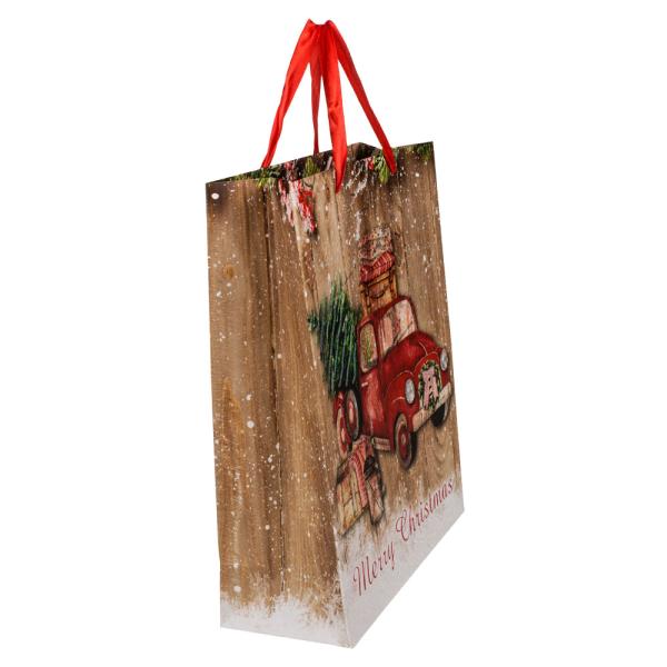 Glittrig Julklappspåse Bil med Julgran