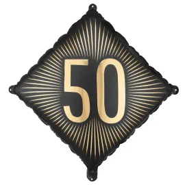 Folieballong 50 Svart/Guld 46 cm