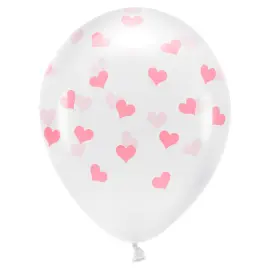 Transparenta Ballonger med Rosa Hjärtan