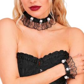 Choker & Armband med D&ouml;dskallar Svart