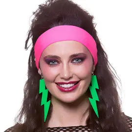 80-tal Örhänge Blixtar Neon Grön Clip-on