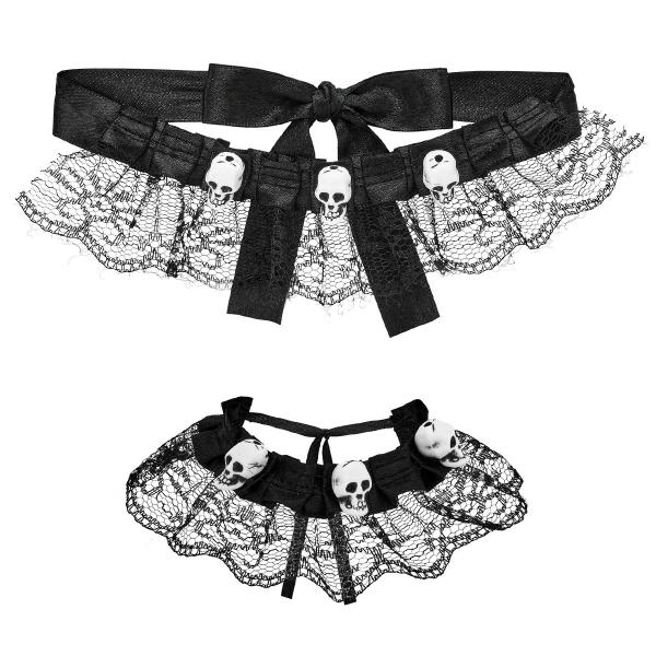 Choker & Armband med Dödskallar Svart
