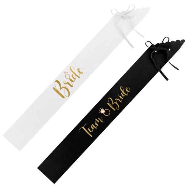 Ordensband Bride & Team Bride Svart/Vit 6-pack