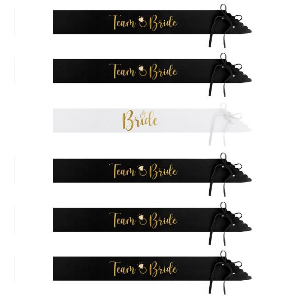 Ordensband Bride & Team Bride Svart/Vit 6-pack