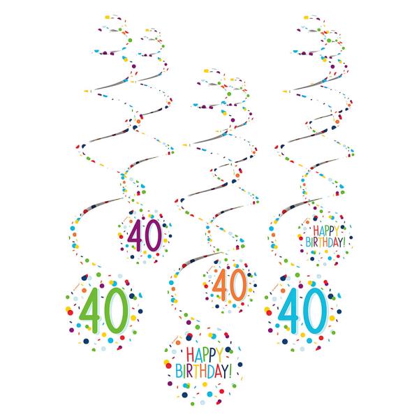 Hängande Swirls 40 år Confetti Birthday