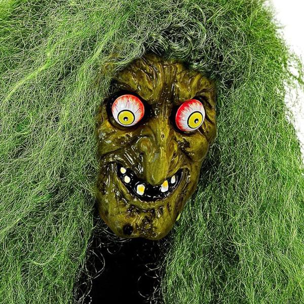 Häxmask med Rörliga Ögon Grön